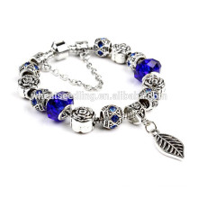 Bohemia más caliente de la hoja pendientes de acrílico azul real pulsera de cuentas